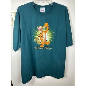 VTG Disney Store The One and Only Tigger Graphic Print T Shirt‎ 2X Green Retro